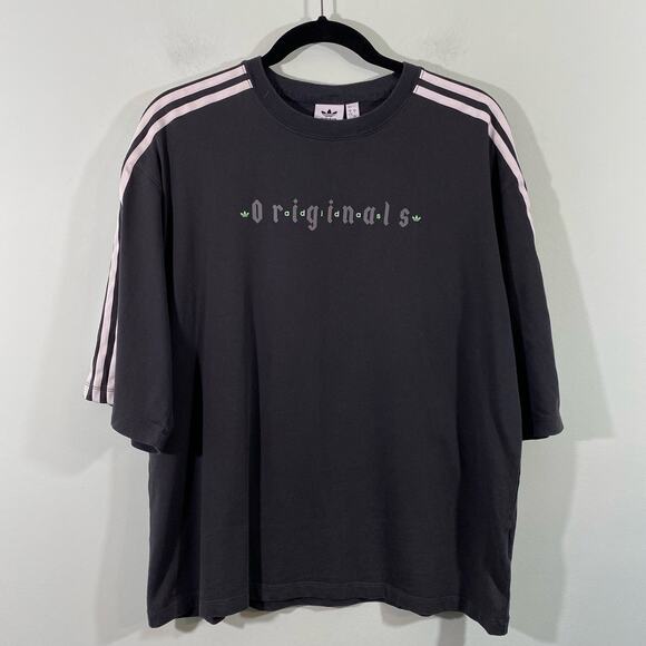 Adidas Originals Women's Grey Oversized Short Sleeve Graphics Tee Size S - Picture 1 of 9